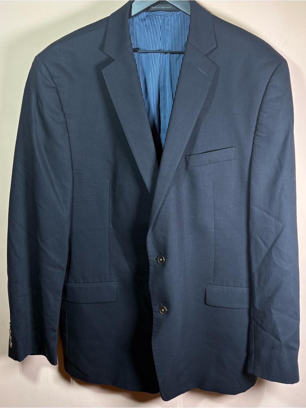 Calvin Klein 46L Navy Wool Blend Sport Coat Blazer Business Formal
